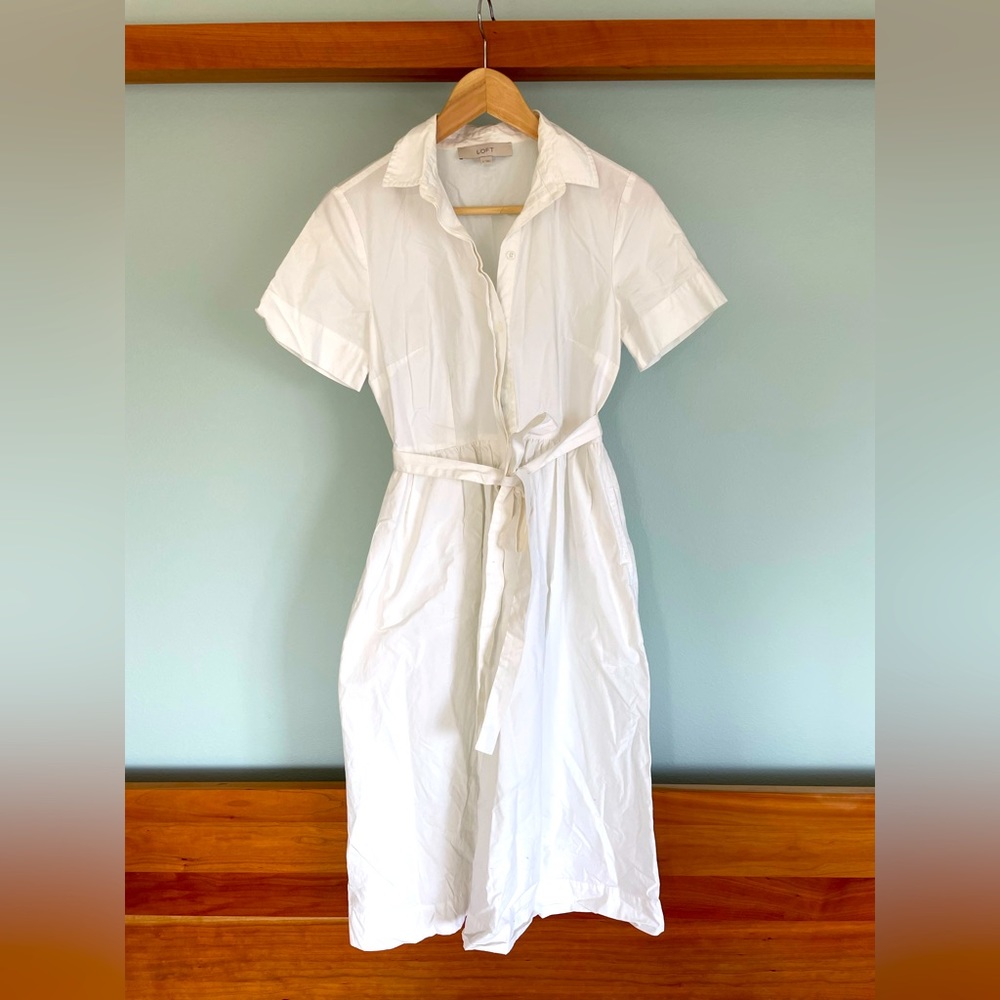 Ann Taylor LOFT White Shirt Dress